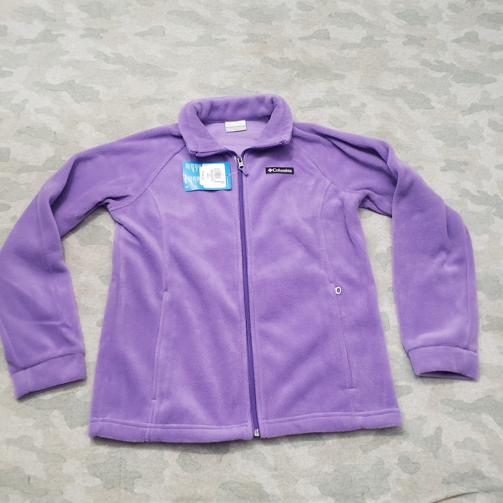 Columbia Sweatshirt Yourh‎ Girls Large Purple Full Zip Pockets Long Sleeve NWT